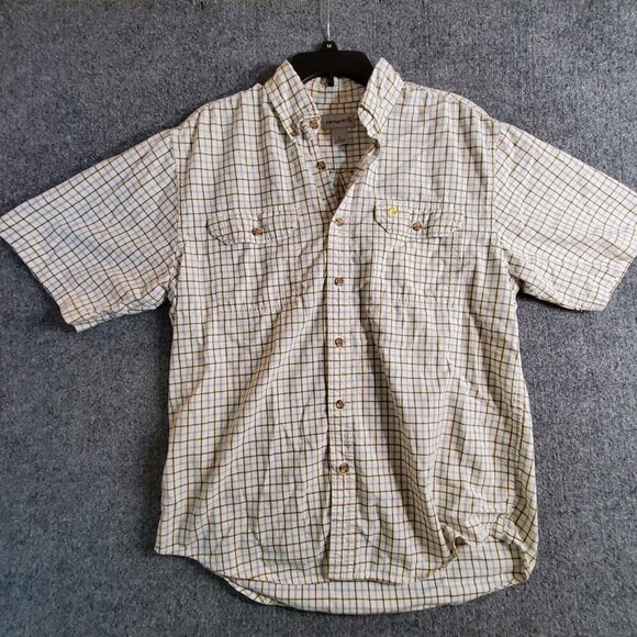 Carhartt Men's Size Large L Short Sleeve Button Down Plaid Adult Shirt Pockets - Picture 2 of 9
